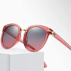COOLSIR Модные поляризованных солнцезащитных очков Для женщин Ретро Круглый шарнир из сплава солнцезащитные очки для дам женские оттенки UV400