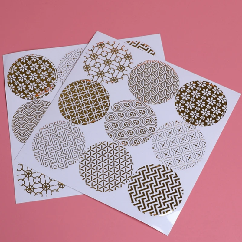 

90Pcs Golden Geometry Circle Round Handmade Cake Packaging Sealing Label Kraft Sticker Baking DIY Party Gift Stickers