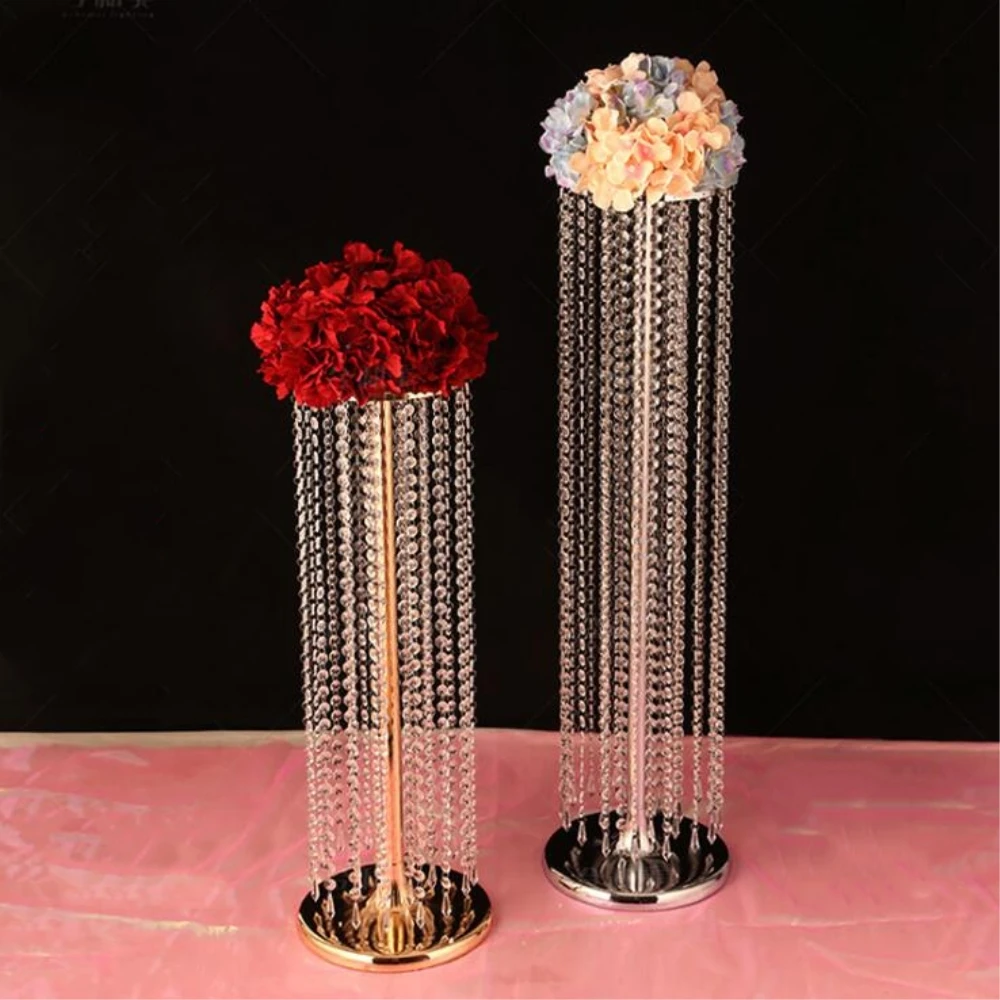 10pcs Wedding Pillars Wedding Walkway Stand Gold Flower Stand Wedding Centerpieces Crystal Vases Party Diy Decorations Aliexpress