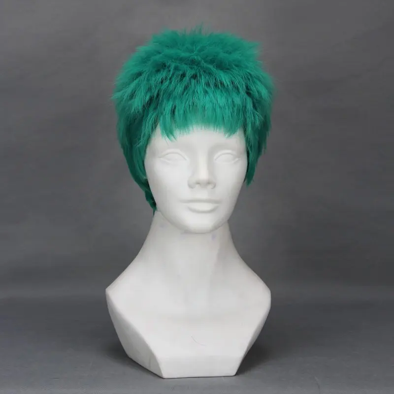 

Janpanese Anime ONE PIECE green wig Short Layer Roronoa Zoro Green Hair Cosplay costumes free shipping