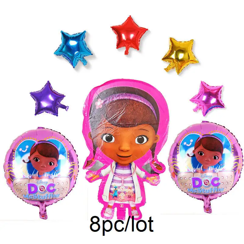 8 шт./лот McStuffins Доктор Фольга Воздушный шар Мультфильм Doc McStuffins гелиевые воздушные шары Праздничное украшение для дня рождения воздушные шары