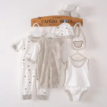 

Newborn Baby Clothing 8pcs Set Boys Girls Cotton Polka Dot Clothes For 0-3M 4 Colors