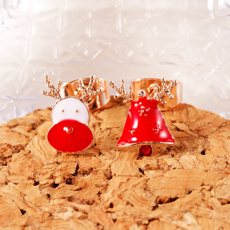 Quasimodo Christmas Earrings Santa Claus Studs Inlaid With Zircon For Women Christmas Decorations Female Christmas Party Jewelry (8)