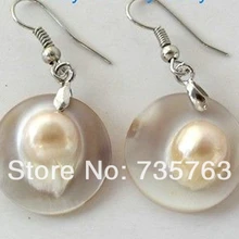 Xiuli 00184 19 мм Природный Монета Перламутр Серьги