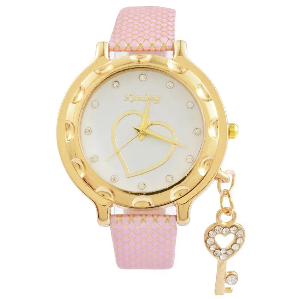 Новые женские часы с кожаным ремешком Новые Роскошные наручные часы женские модные часы с подвеской в форме сердца женские повседневные часы#40 - Цвет: E