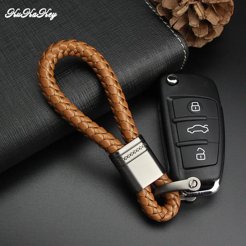 KUKAKEY автомобильный брелок из искусственной кожи с эмблемой для Mazda Mitsubishi Nissan Opel
