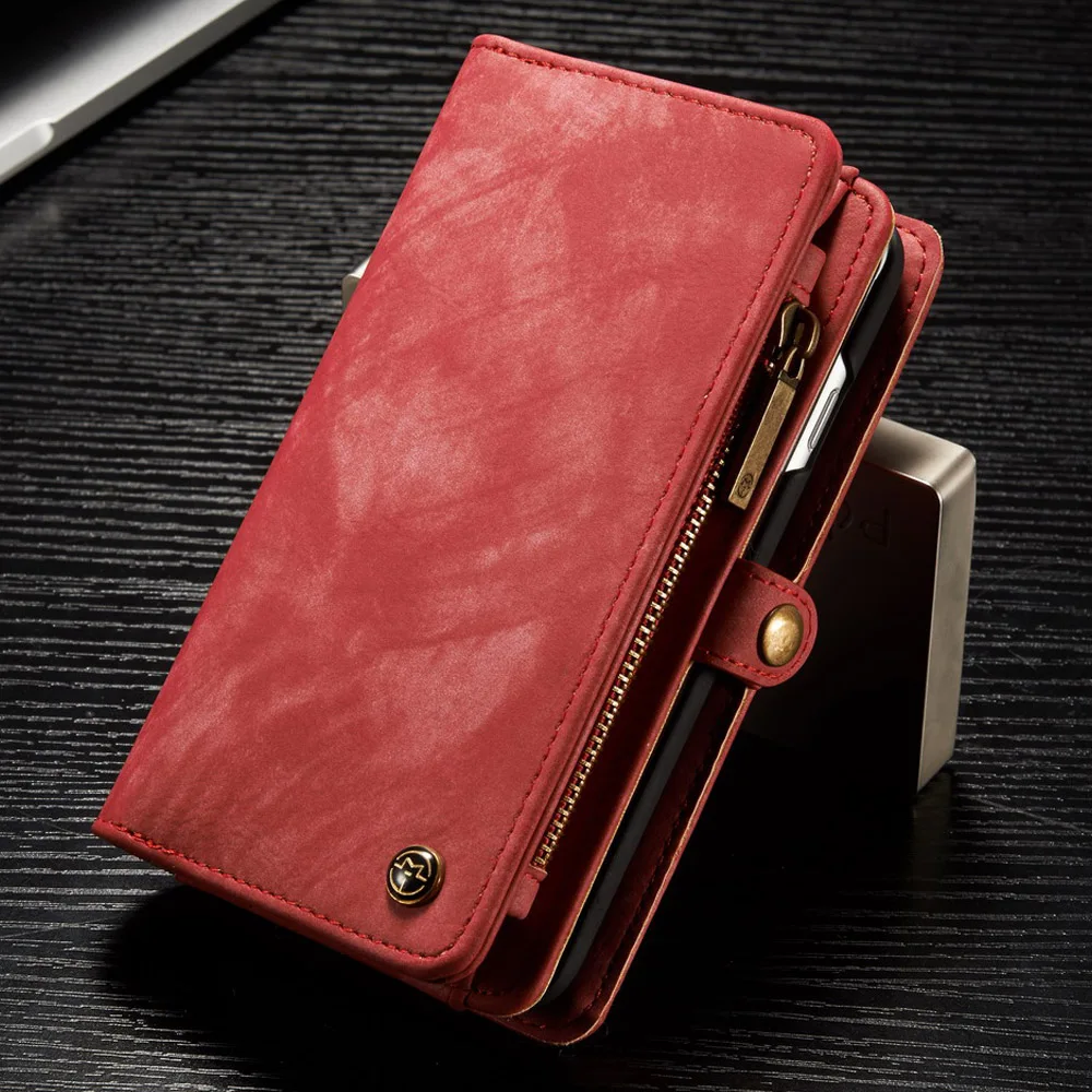 Роскошный чехол кошелек из натуральной кожи для iPhone 7 Folio съемный магнитный на