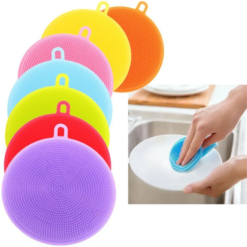 

Silicone Magic Cleaning Brushes Dish Bowl Scouring Pad Pot Pan Easy to clean Wash Brushes Cleaning Brushes Kitchen Accessories