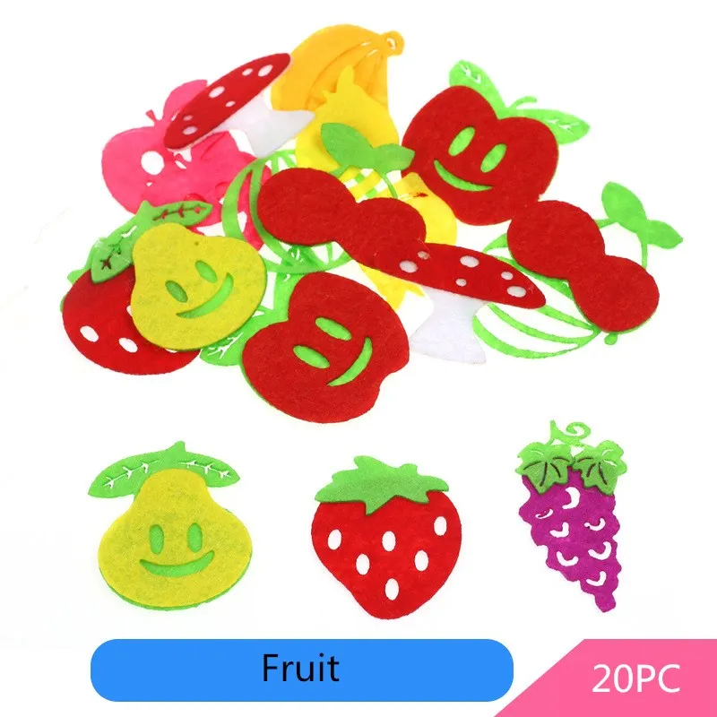 Children DIY Creative Cute Non-woven Fabric Patch Kids Sewing Craft Supplies Scrapbooking Decoration Stickers Handmade Materials - Цвет: Fruit 20PC