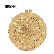 Дизайнерский круглый вечерняя сумка-клатч со стразами сумка Золотой Диаманте инкрустированный кристалл сумки женские Pochette сумка с блестками SC499