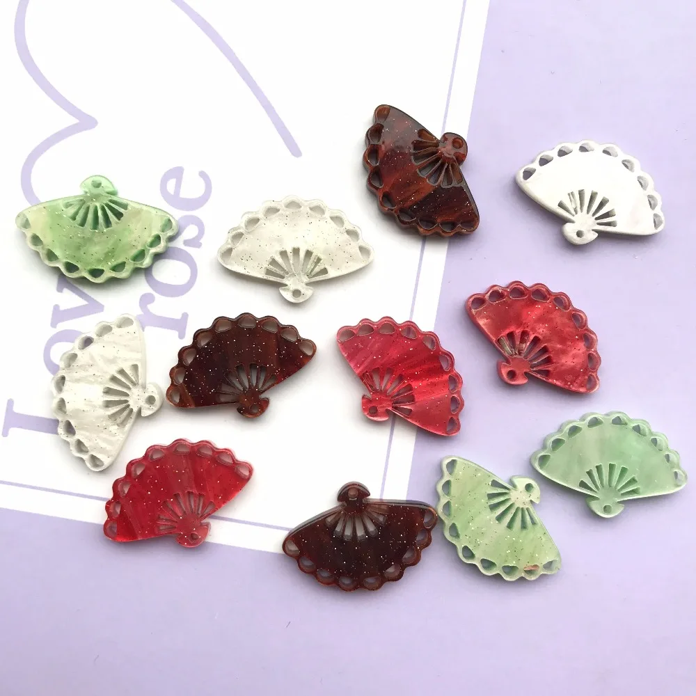 

24*17mm mix10pcs Flat back resin Acrylic fan charms very cute keychain pendant earring pendant for DIY decoration