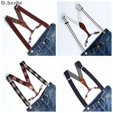 Мужские подтяжки с зажимом, унисекс, Эластичные Свадебные подтяжки, полосатый и Клетчатый Ремень, 3,5 см ширина, регулируемые подтяжки для взрослых, BD627-BD640