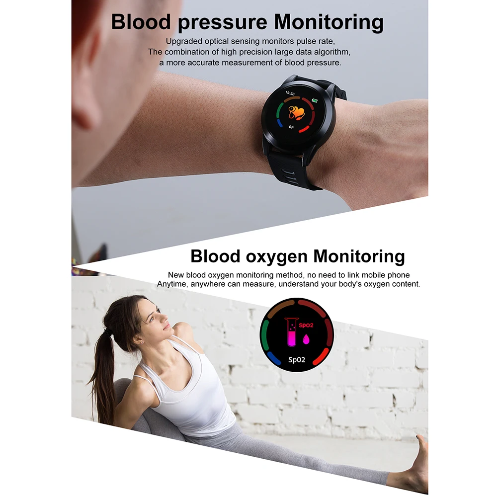 Умные часы для мужчин Android IOS Smartband пульсометр фитнес-Браслет фитнес контроль сна трекер цветной экран круглый браслет