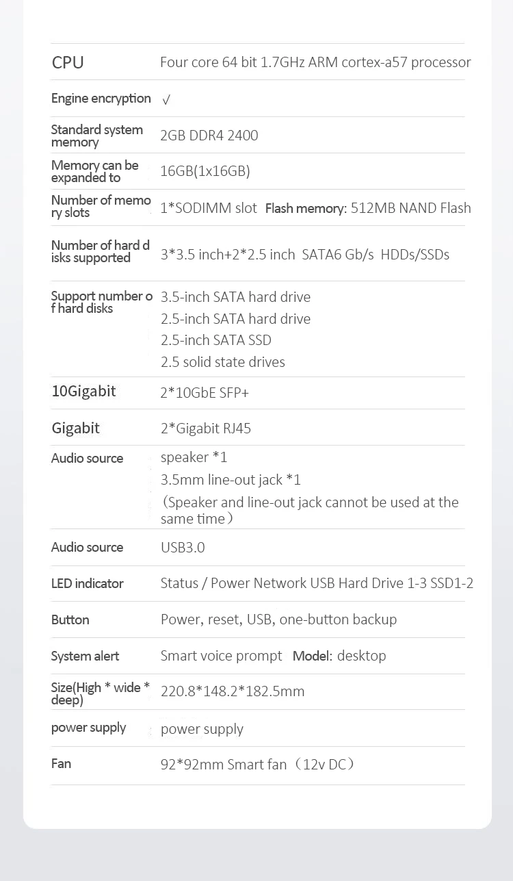 Сетевое хранилище TS-532X 2 gb Оперативная память 5-bay бездисковой nas расширения SATA, 2 года гарантии