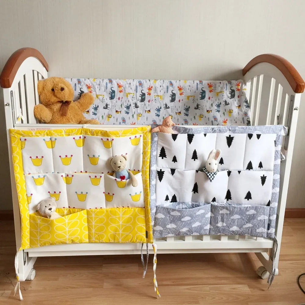 

Storage Bag Baby Cot Bed Hanging Bag Crib Organizer Toy Diaper Pocket for Crib Bedding Set Bed Bumper 54*59cm