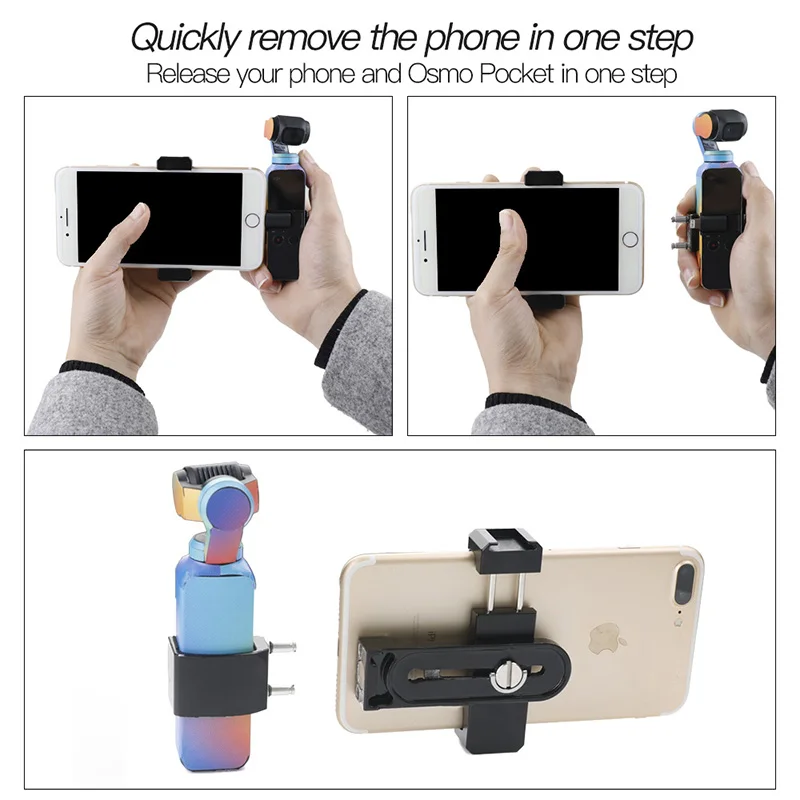 Aluminum alloy magnetic Mobile phone holder support selfie stick tripod mount For DJI osmo Pocket  Handheld gimbal camera accessories 1 (9)