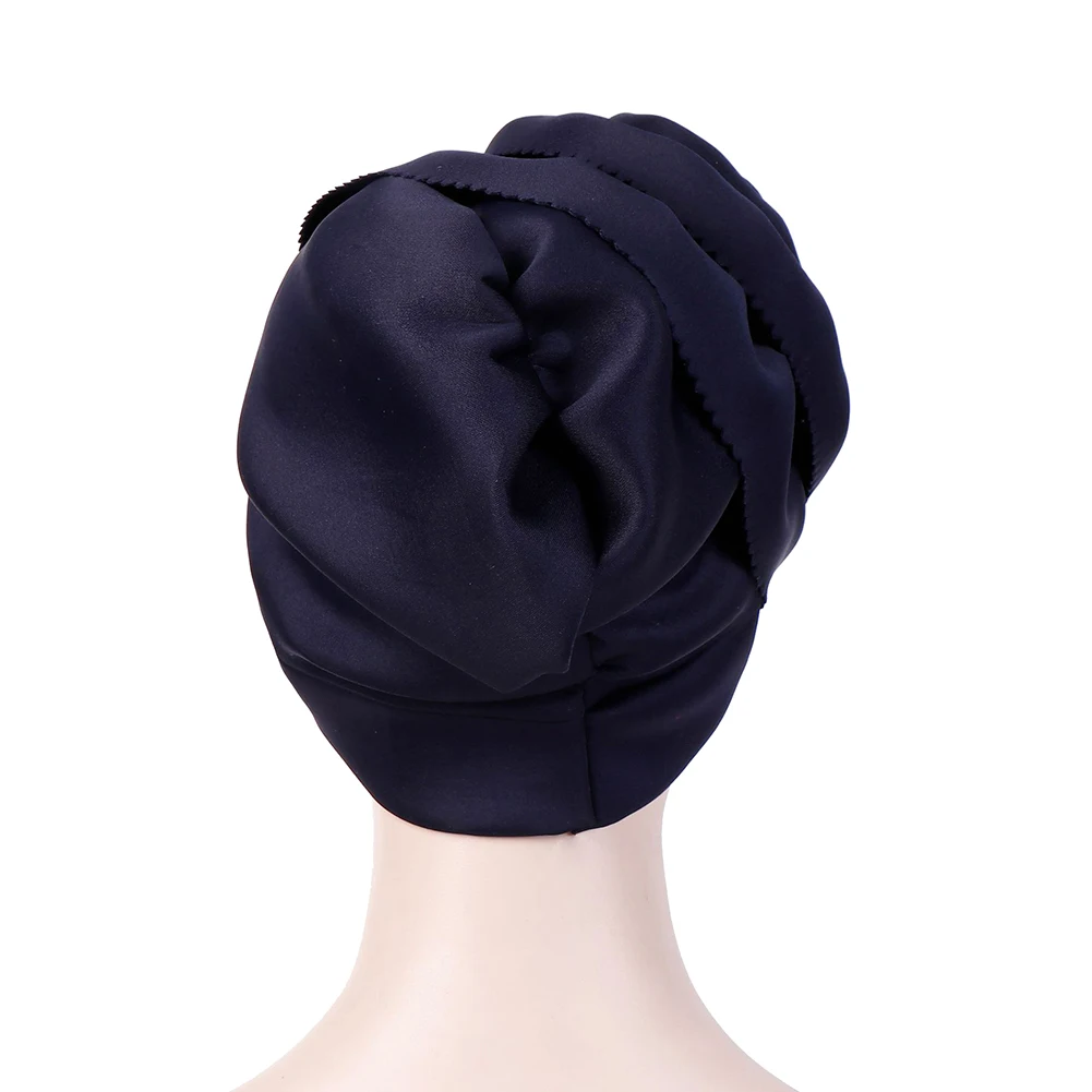 Горячие Для женщин мусульманских сбоку цветочный тюрбан однотонная шляпа Кепка chemo бандана повязка для волос