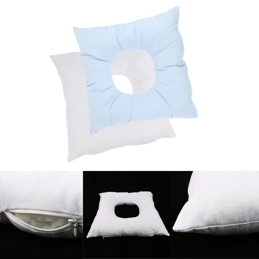 2pcs Reusable Washable Foam Massage Bed Face Cradle Cushion Pillows Blue White