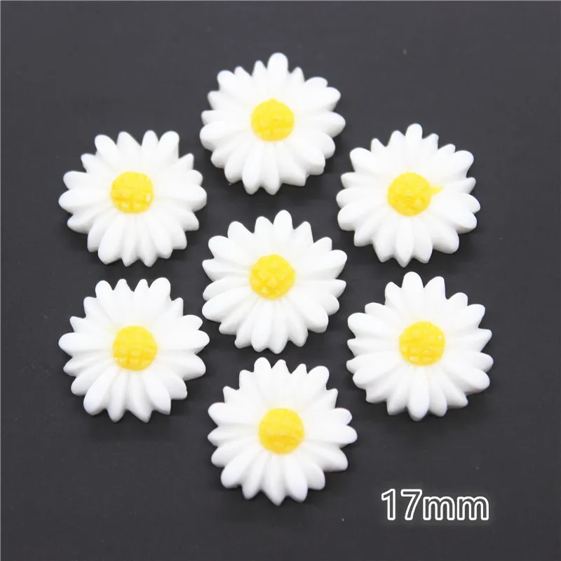 White Daisy Flower Resin Flatback Cabochon for DIY Jewelry and Phone Decoration
