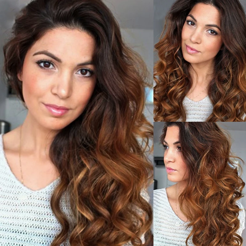 Eversilky Brazilian 360 Lace Frontal Wigs Ombre Color Remy Hair Body Wave Pre Plucked Full End Human Hair Lace Wigs for Women
