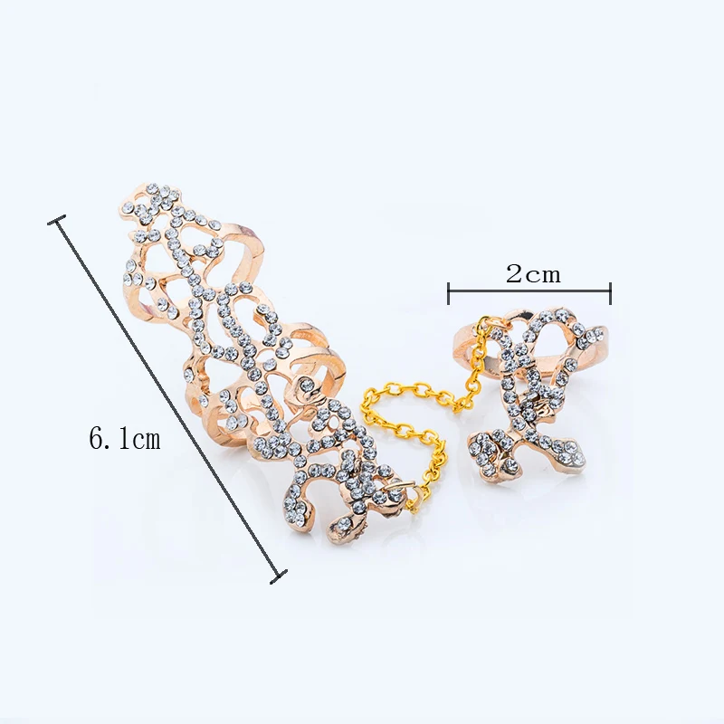 SHUANGR Personality Geometric Shape Crystal Finger Ring Rose Gold Color Women Wedding Party Jewelry