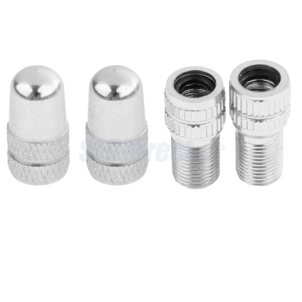 

Bike Car Tyre Pressure Air Schrader Valve Cap Dust Covers + Presta to Schrader Bicycle Valve Adaptor Converter Pump Connector