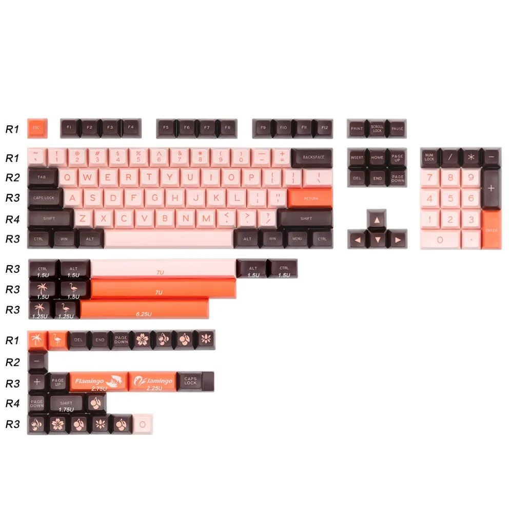 

MAXKEY Flamingos SA keycap Doubleshot ABS 139 Keys for mehanical Keyboard