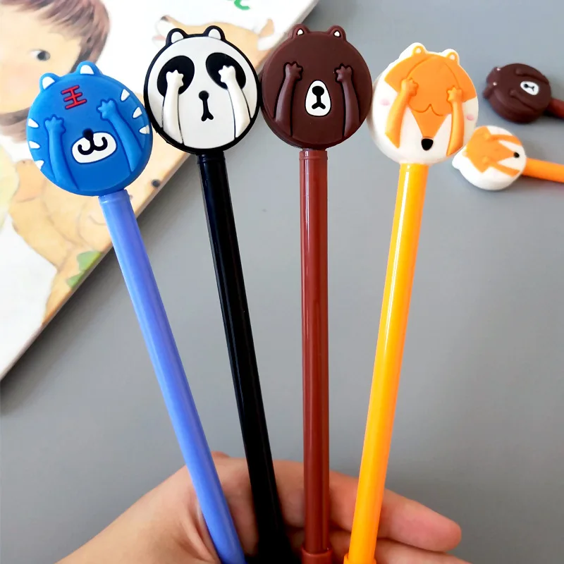 

1 PCs Small Fresh Cartoon Cute Masked Shy Animal Black Neutral Pen Student Pen Signature Kawaii School Supplies Pen for Writing