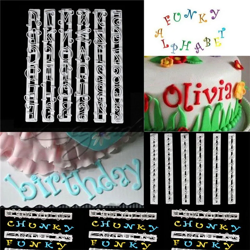

6pcs/set Alphabet/Letter/Number Tappits Frill Edge Fondant Gum Pastry Cookie Cutters Cake Decorating Tools Baking Mold
