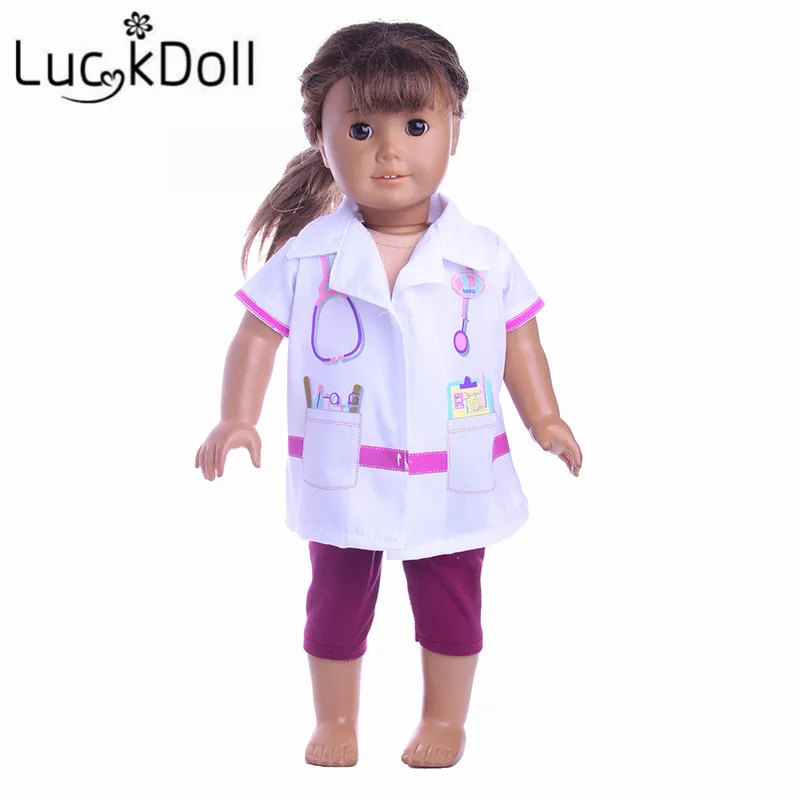 LUCKDOLL костюм медсестры и медицинские приборы подходят 18 дюймов Американский 43 см BabyDoll одежда аксессуары, игрушки для девочек, поколение, подарок