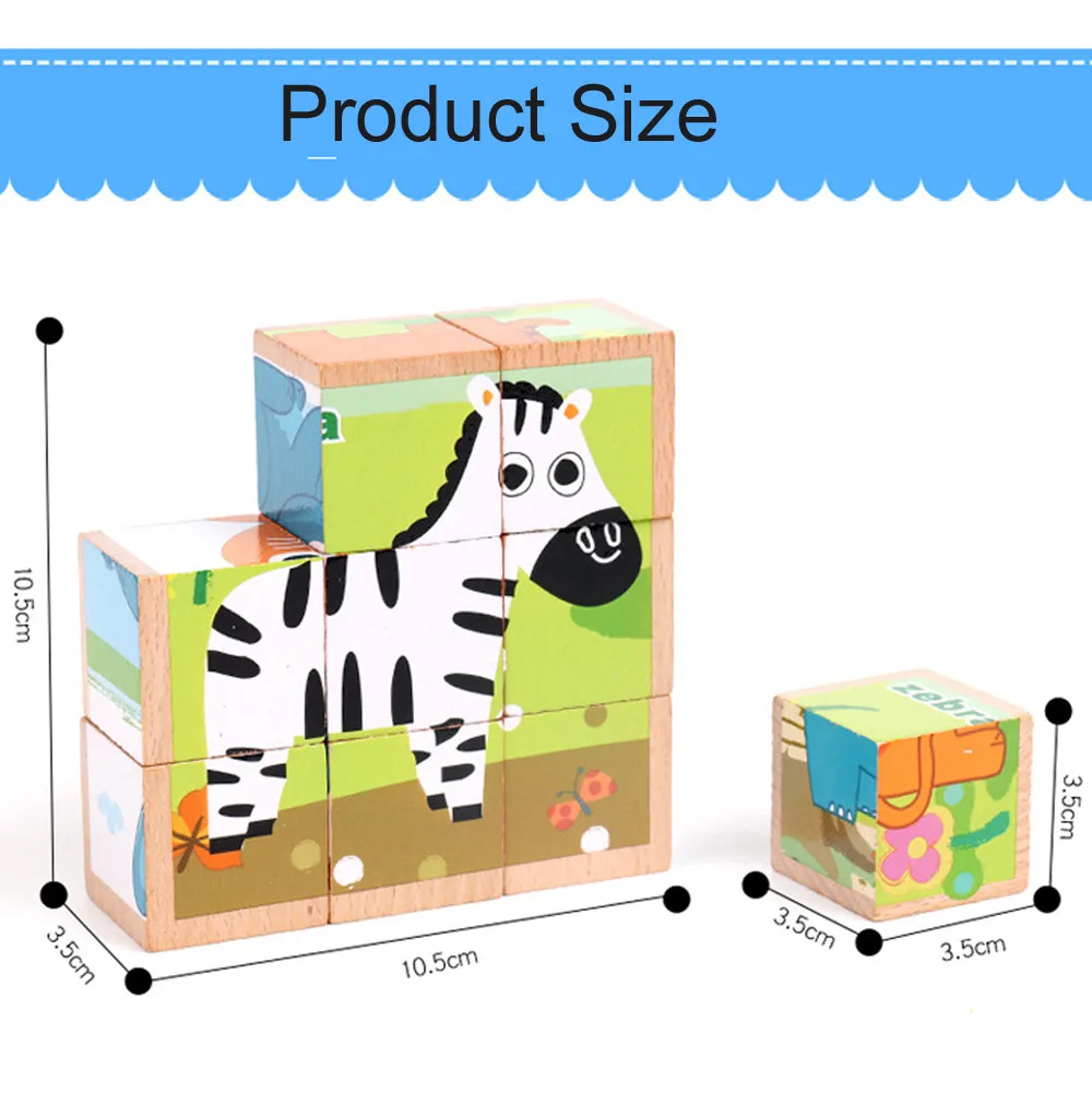 Детские деревянные 9 блоков шесть сторон строительные блоки деревянные строительные деревянные башни блоки игрушки игры Семейные/вечерние Веселые кубики игры