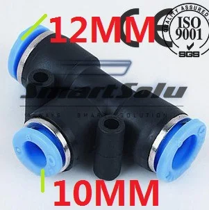 

Free Shipping 10PCS/LOT PEG 12MM - 10MM Pneumatic Unequal Union Tee Quick Fitting Connector Reducing Coupler PEG 12-10
