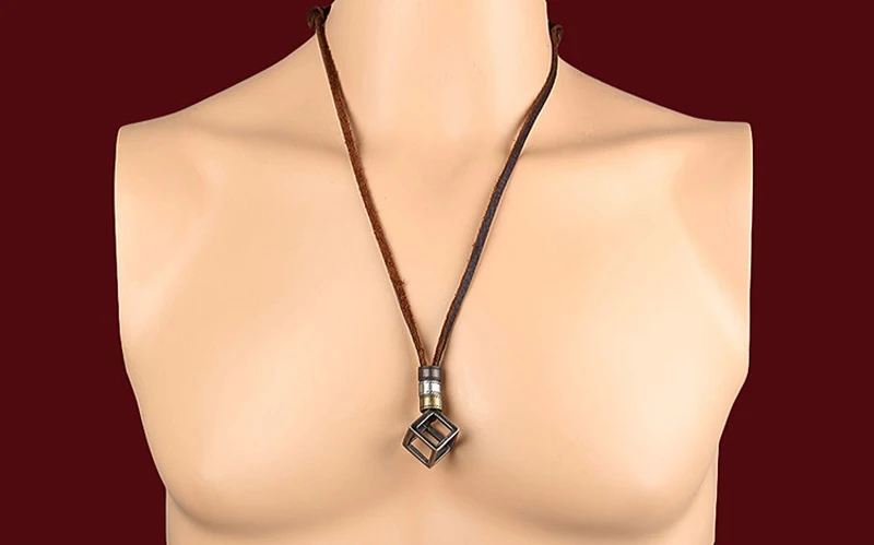 NIUYITID Fashion Men Necklace Pendant Jewelry Leather Necklace For Men Chain Male Collar Vintage Accessories (2)