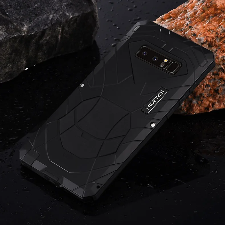 iMatch Water Resistant Shockproof Dust/Dirt/Snow-Proof Aluminum Metal Military Heavy Duty Armor Protection Case Cover for Samsung Galaxy Note 8