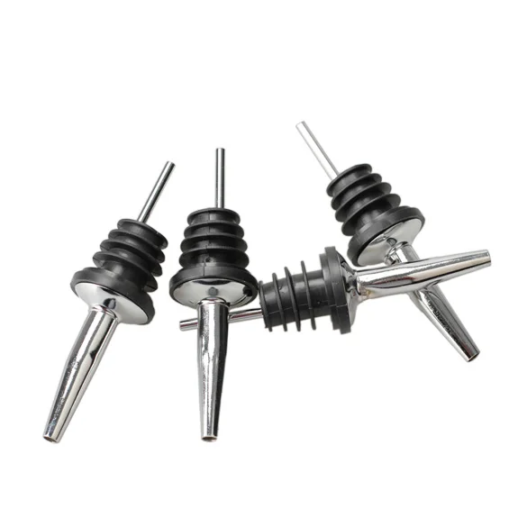 4Pcs Stainless Steel Whisky Liquor Oil Wine Bottle Pourer Spout Stopper