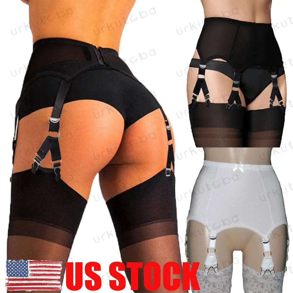 Summer New Women High Waist Suspender Garter Belt Sexy Sheen Front & Lace Lingerie Garters Plus Size Fahion Sexy