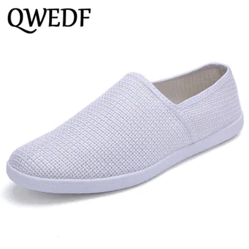 

QWEDF 2019 Unisex Summer Breathable Mesh Men Shoes Lightweight Men Flats Fashion Casual Male Shoes white/brown CZ-26
