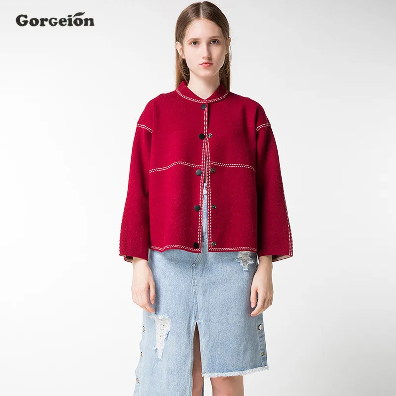 Gorgeion 2017 Spring Autumn Long Sleeve Sweater Knitted Cardigan Women Female Single Button Femme Black Brown MY-02 |