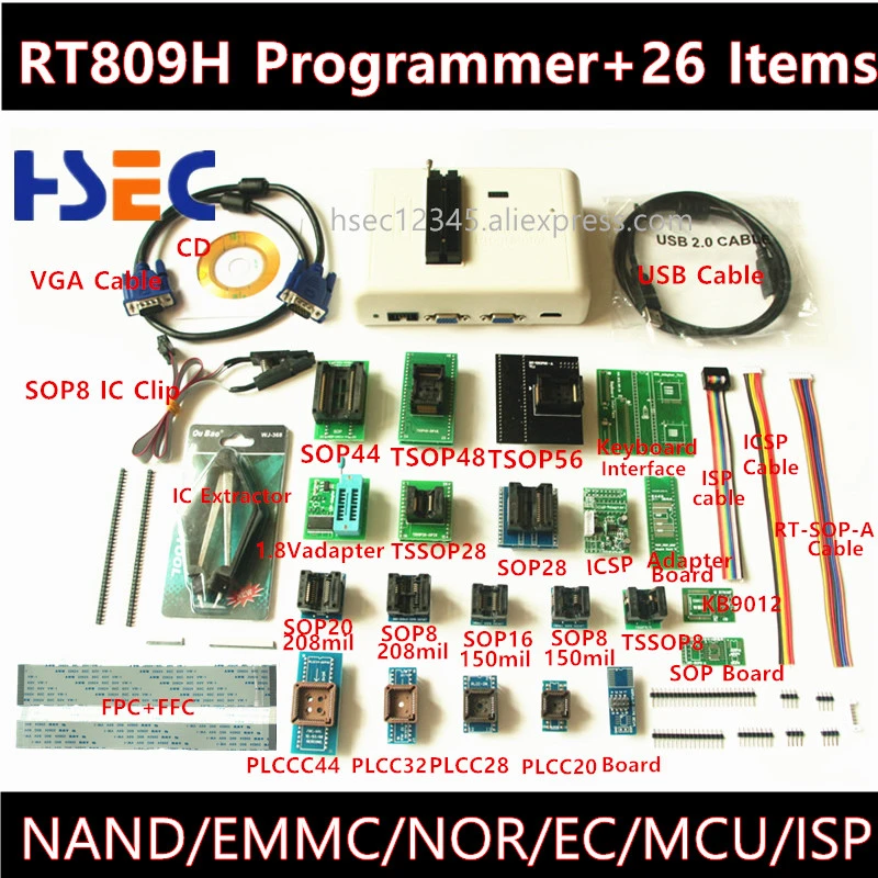 Newest Universal Rt809h Emmc-nand Flash Programmer+26 Itemstsop56 ...