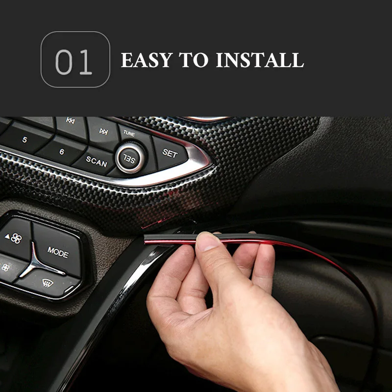 5 M pegatinas de piezas interiores de diseño de coches decoración de tiras de moldeo de puerta de coche tablero de aire de salida de tiras de dirección para coche- estilo