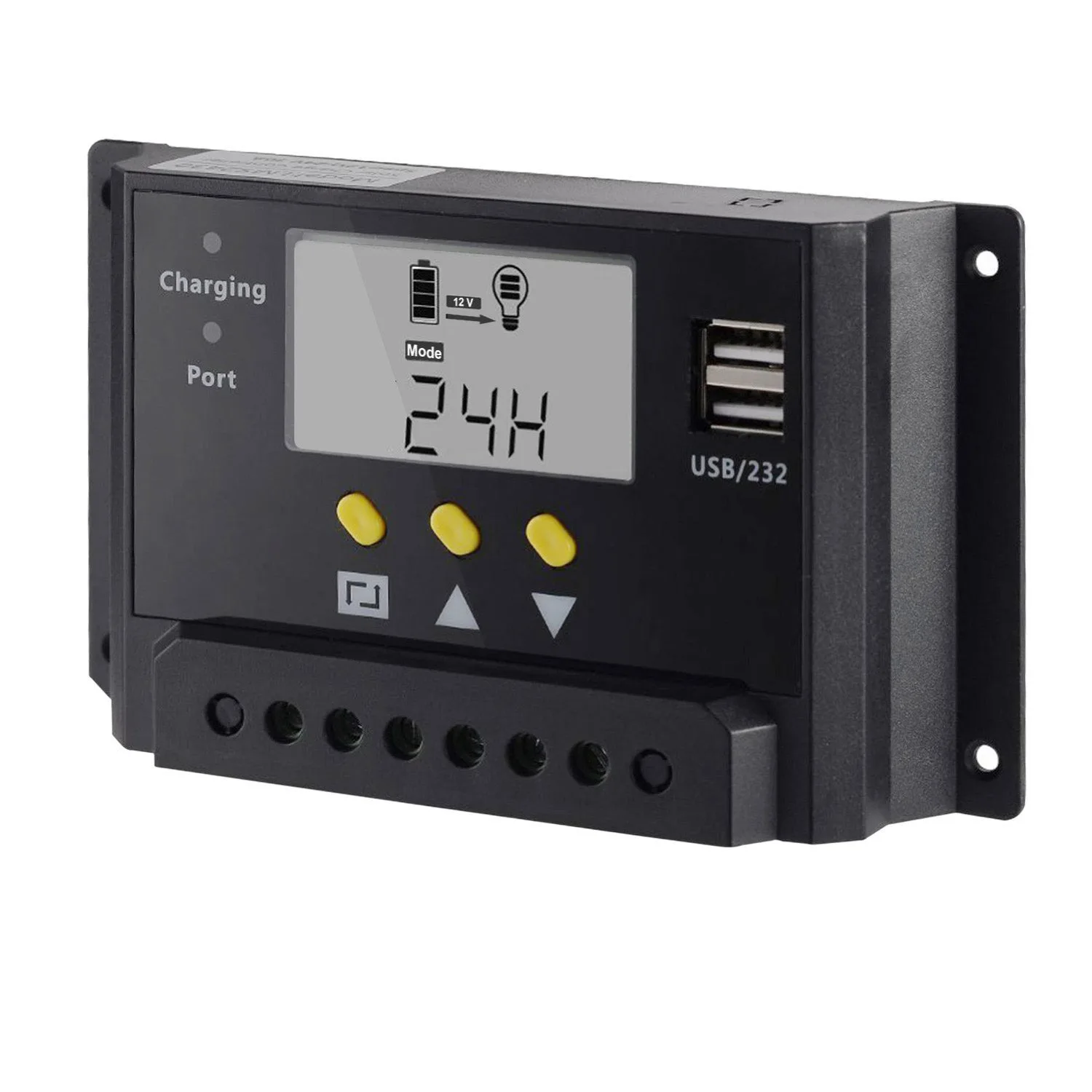 

KSOL 30A LCD 12V/24V 360W/720W PWM Solar Panel Adapter Charge Controller