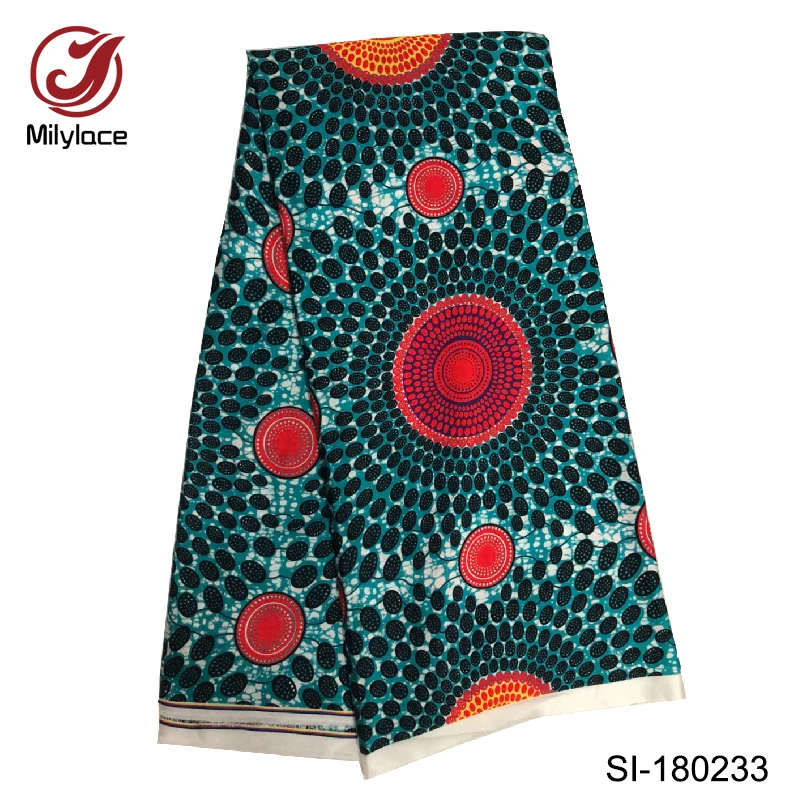 Новое поступление цифровые печатные шелковой ткани 5 ярдов за лот Высокое качество шелк африканская шелковая ткань для праздничное платье SI180232
