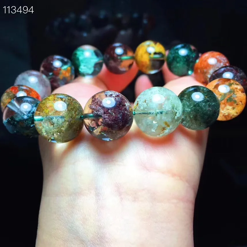 

15.5mm Natural Colorful Phantom Quartz Bracelet Round Beads For Women Lady Gift Gemstone Stretch Crystal Fashion Bracelets AAAAA