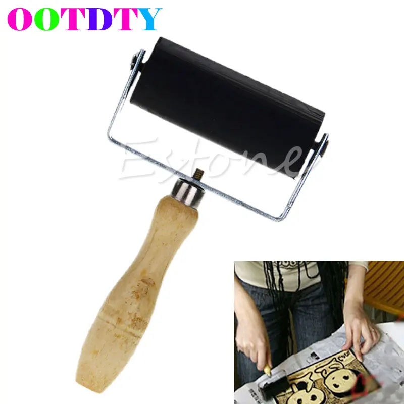 

6cm Width Heavy Duty Wooden Roller Printing Inks Lino Brayer Art Craft Tool