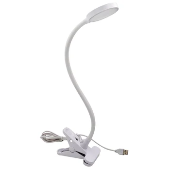 

USB Operated White Clip On LED Table Light Touch LED Desk Reading Lamp Computer Light with Flexible Gooseneck Eye Care Datlight