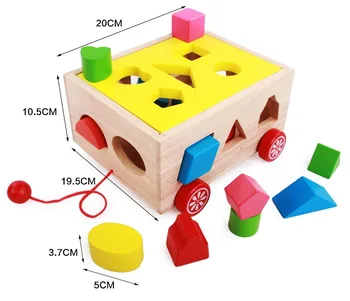 

Wooden blocks toy fifteen hole haul truck intelligence box shape porous cognitive pairing color building blocks