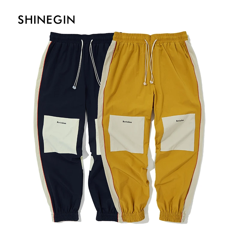 SHINEGIN Elastic Straps Cargo Pants 2019 New Arrival Hip Hop Colour Bloack Jogger Sweatpants Male Casual Streetwear Trousers