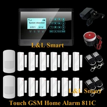 Беспроводной GSM SMS 12 шт. Окна Двери Датчики Главная Авто-dial Охранной Охранной Сигнализации с Сенсорной Клавиатурой панели DIY Kit