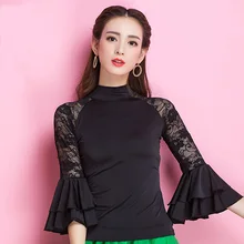 Fashion Modern lace long sleeve Latin Dance clothes top for women/female/girl, Tango Samba Ballroom Costume performance wear