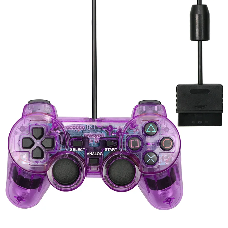 Для PS2 проводной пульт дистанционного управления для PS2 игровая консоль контроллер для sony PS2 проводной джойстик геймпад для детей подарок - Цвет: Purple